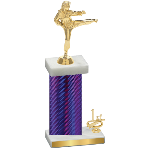 Accented Single Purple Carbon Fiber First Place Karate Trophy