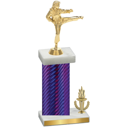 Accented Single Purple Carbon Fiber Victory Karate Trophy