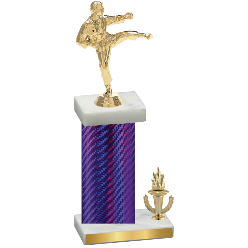 Accented Single Purple Carbon Fiber Victory Karate Trophy