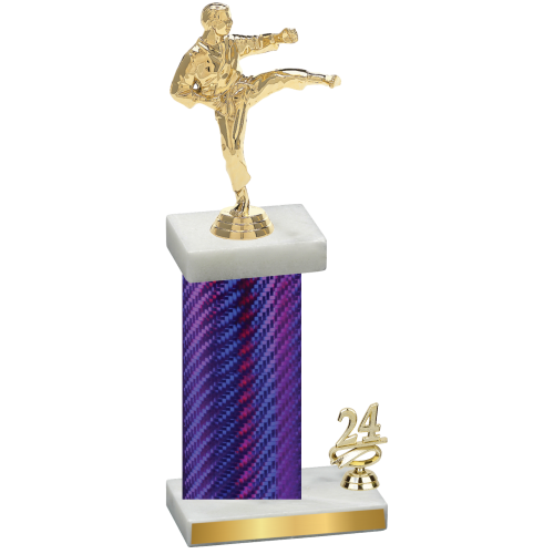 Accented Single Purple Carbon Fiber Year Karate Trophy