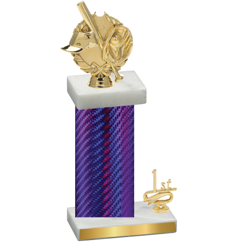 Accented Single Purple Carbon Fiber First Place Baseball Trophy