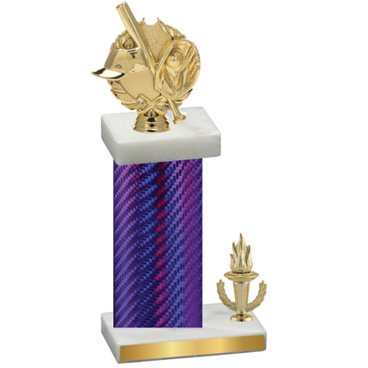 Accented Single Purple Carbon Fiber Victory Baseball Trophy