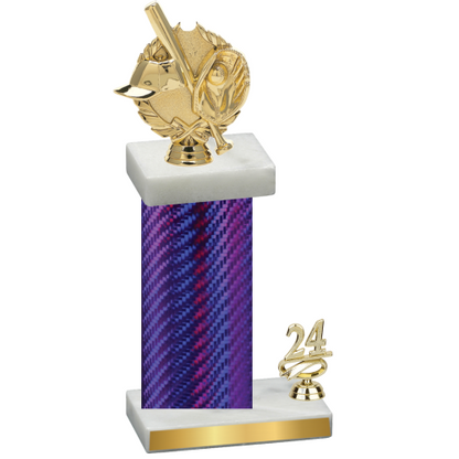 Accented Single Purple Carbon Fiber Year Baseball Trophy