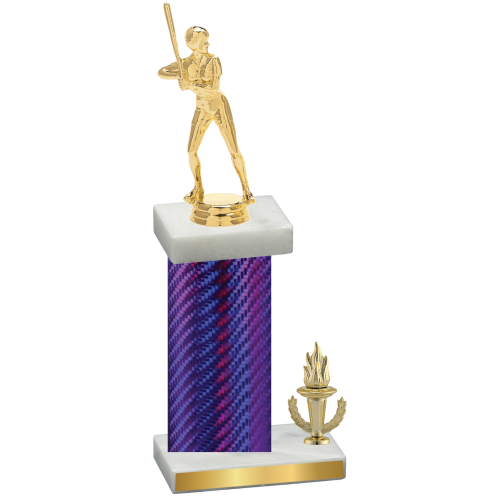 Accented Single Purple Carbon Fiber Victory Softball Trophy