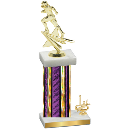 Accented Single Purple Glacier First Place Football Trophy