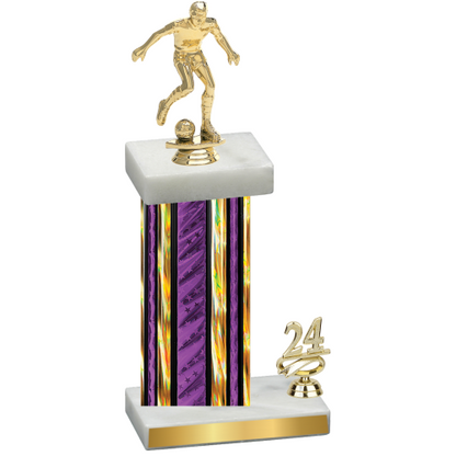 Accented Single Purple Glacier Year Soccer Trophy