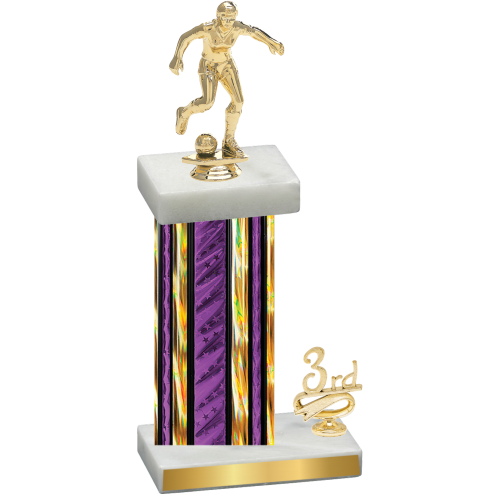 Accented Single Purple Glacier Third Place Soccer Trophy