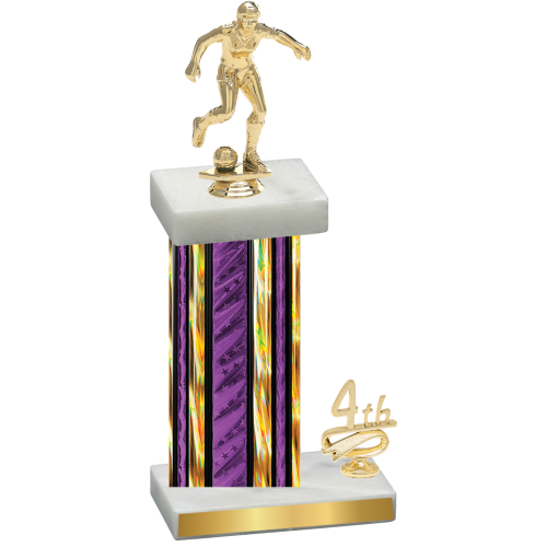 Accented Single Purple Glacier Fourth Place Soccer Trophy