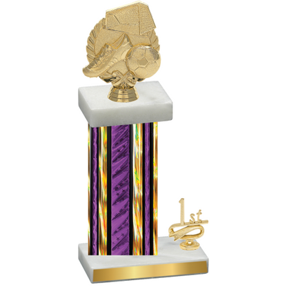 Accented Single Purple Glacier First Place Soccer Trophy