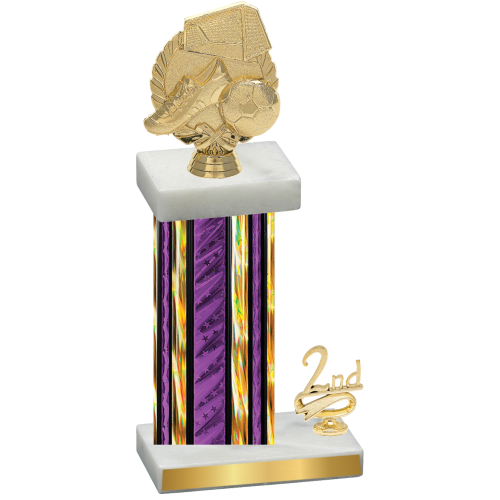Accented Single Purple Glacier Second Place Soccer Trophy