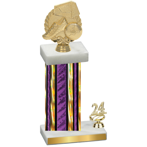 Accented Single Purple Glacier Year Soccer Trophy