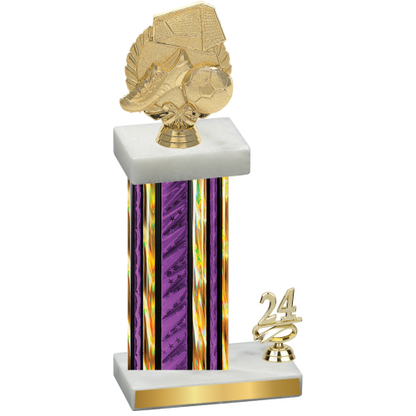 Accented Single Purple Glacier Year Soccer Trophy