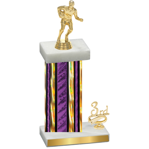 Accented Single Purple Glacier Third Place Rugby Trophy