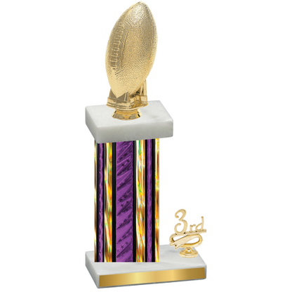 Accented Single Purple Glacier Third Place Football Trophy