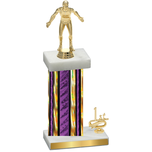 Accented Single Purple Glacier First Place Wrestling Trophy