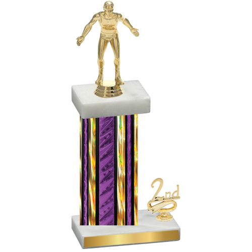 Accented Single Purple Glacier Second Place Wrestling Trophy