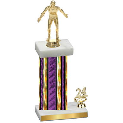 Accented Single Purple Glacier Year Wrestling Trophy