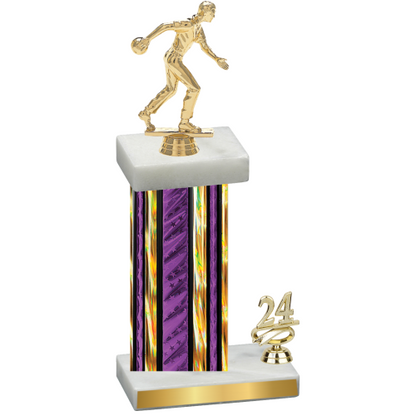 Accented Single Purple Glacier Year Bowling Trophy