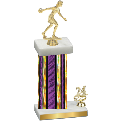 Accented Single Purple Glacier Year Bowling Trophy