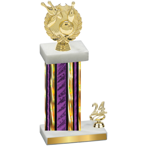 Accented Single Purple Glacier Year Bowling Trophy