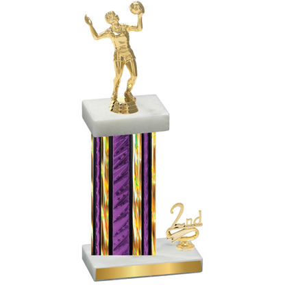 Accented Single Purple Glacier Second Place Volleyball Trophy