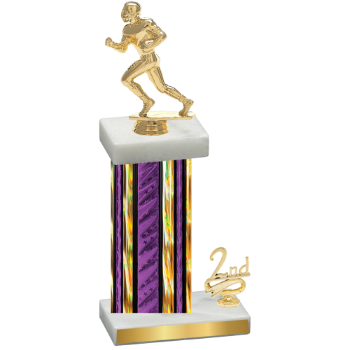 Accented Single Purple Glacier Second Place Football Trophy