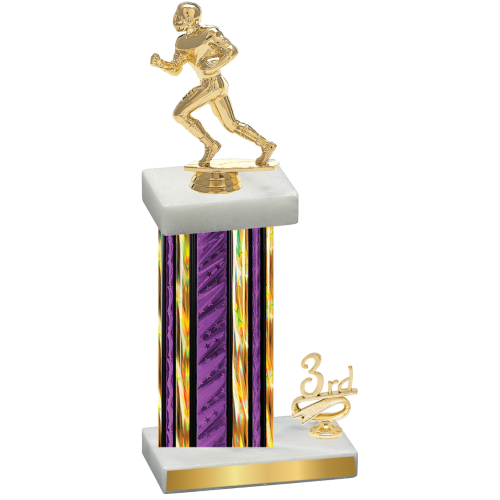 Accented Single Purple Glacier Third Place Football Trophy