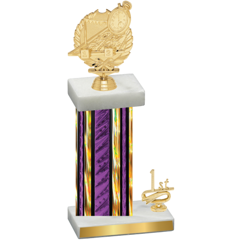 Accented Single Purple Glacier First Place Swimming Trophy