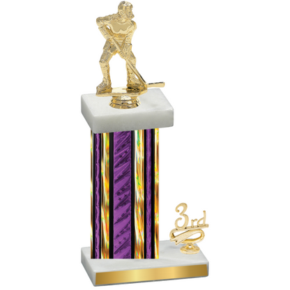 Accented Single Purple Glacier Third Place Hockey Trophy