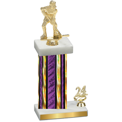 Accented Single Purple Glacier Year Hockey Trophy