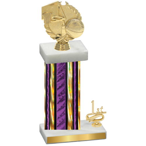 Accented Single Purple Glacier First Place Basketball Trophy