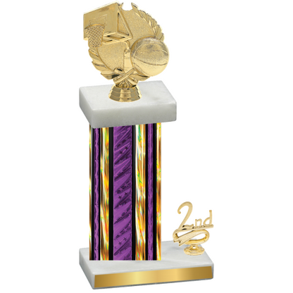 Accented Single Purple Glacier Second Place Basketball Trophy
