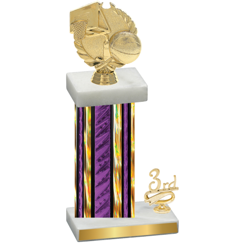 Accented Single Purple Glacier Third Place Basketball Trophy