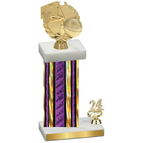 Accented Single Purple Glacier Year Basketball Trophy