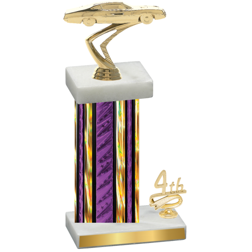 Accented Single Purple Glacier Fourth Place Cars Trophy