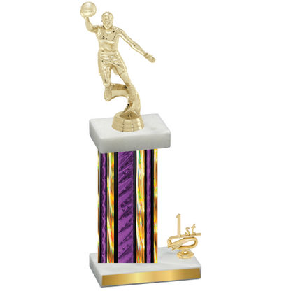 Accented Single Purple Glacier First Place Basketball Trophy