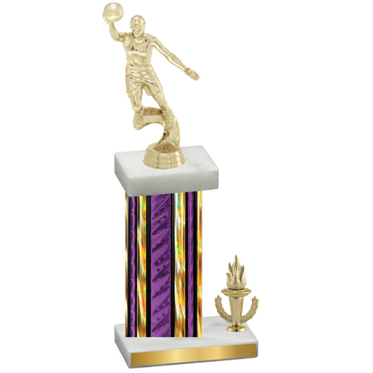 Accented Single Purple Glacier Victory Basketball Trophy