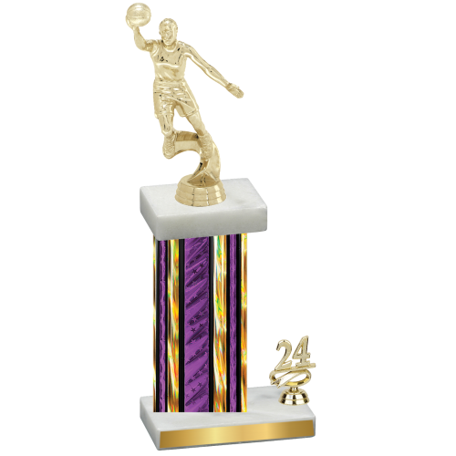 Accented Single Purple Glacier Year Basketball Trophy