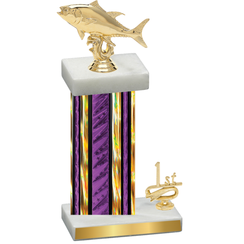 Accented Single Purple Glacier First Place Fishing Trophy