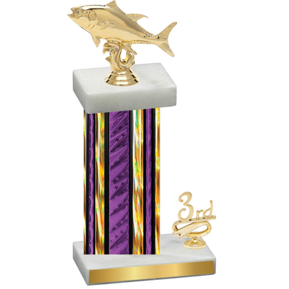 Accented Single Purple Glacier Third Place Fishing Trophy