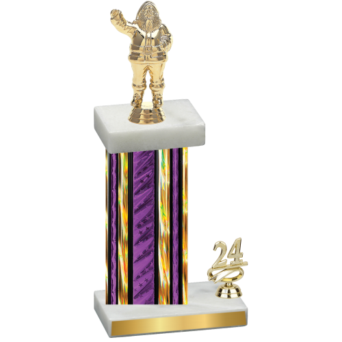 Accented Single Purple Glacier Year Holiday Trophy