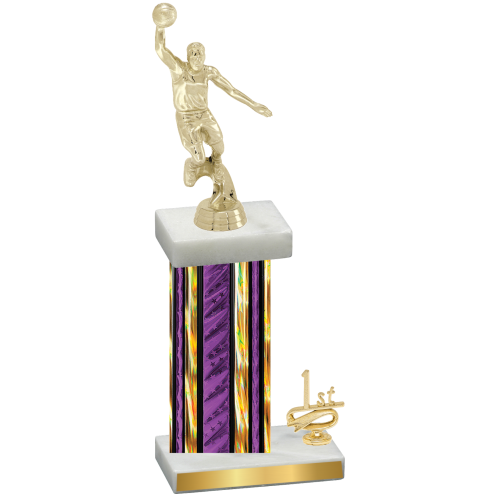 Accented Single Purple Glacier First Place Basketball Trophy