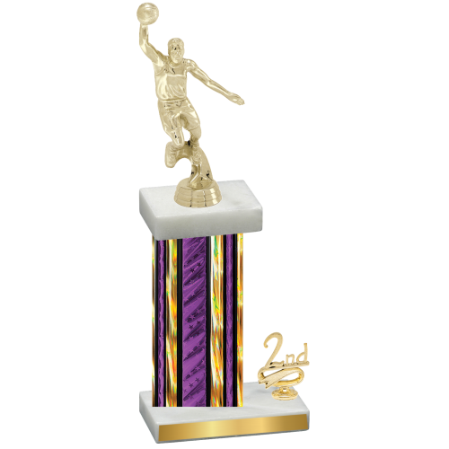 Accented Single Purple Glacier Second Place Basketball Trophy