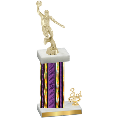 Accented Single Purple Glacier Third Place Basketball Trophy