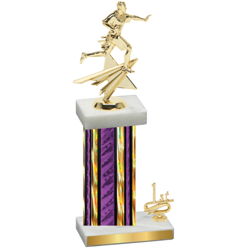 Accented Single Purple Glacier First Place Flag Football Trophy