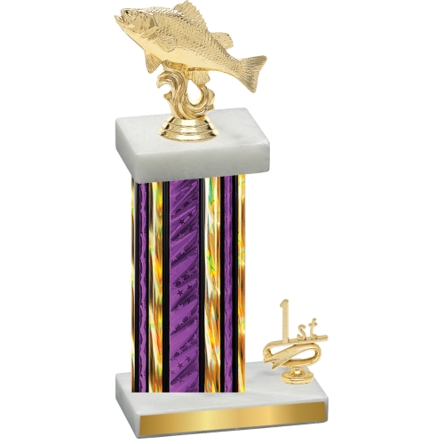 Accented Single Purple Glacier First Place Fishing Trophy