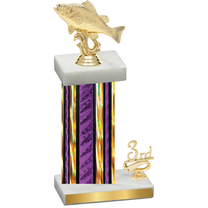 Accented Single Purple Glacier Third Place Fishing Trophy