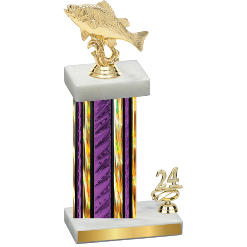 Accented Single Purple Glacier Year Fishing Trophy