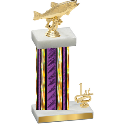 Accented Single Purple Glacier First Place Fishing Trophy