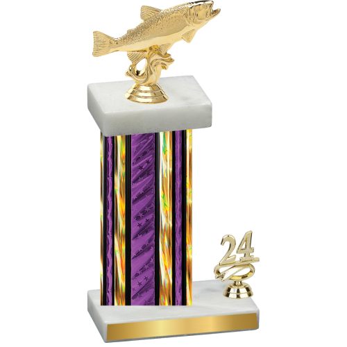 Accented Single Purple Glacier Year Fishing Trophy